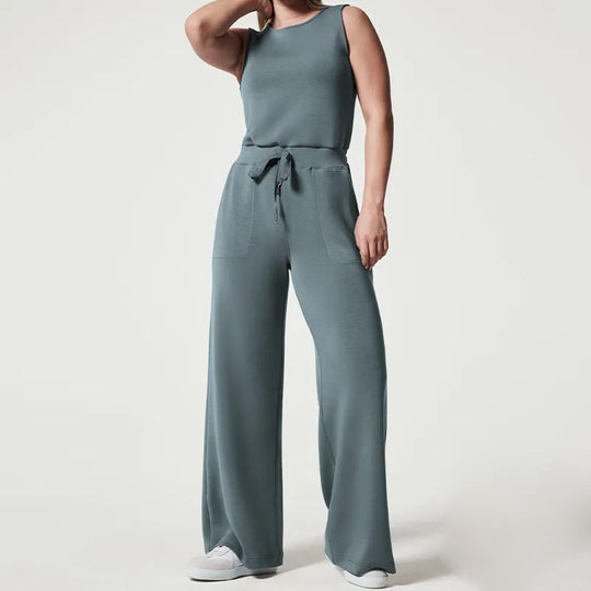 Dam Jumpsuit Bekväm Polyester Lös Silhuett med Justerbart Bälte-6