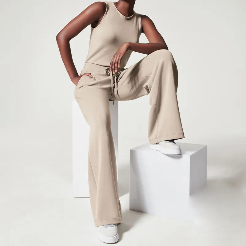 Dam Jumpsuit Bekväm Polyester Lös Silhuett med Justerbart Bälte-4