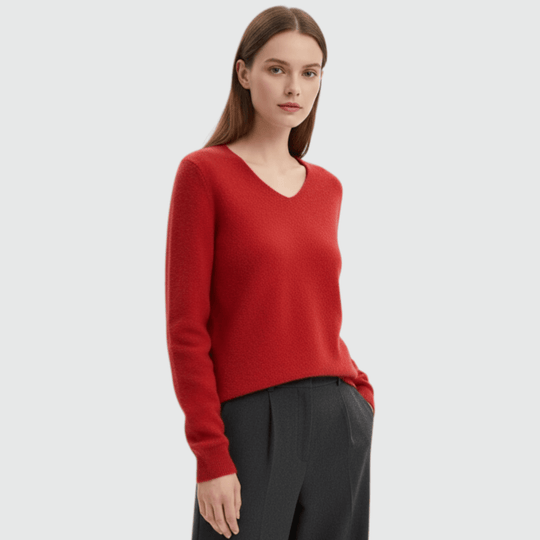 レディース Vネック メリノウール 長袖セーター