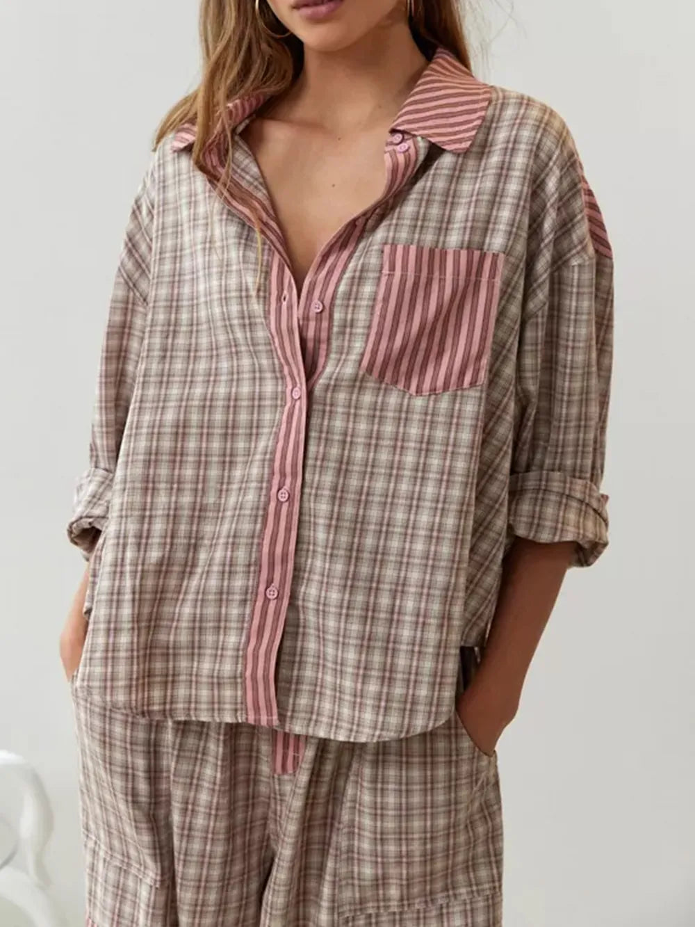 Dames Pyjama Fleece Comfortabel Warme Nachtkleding 5