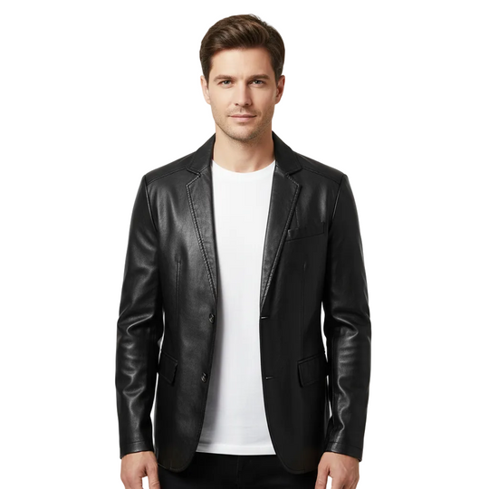 男性用レザー・ブレザー・ジャケット
