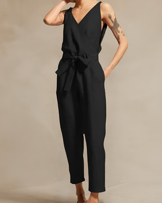 Variant image for Dam Jumpsuit Luftig Linne Justerbart Midjeband-12