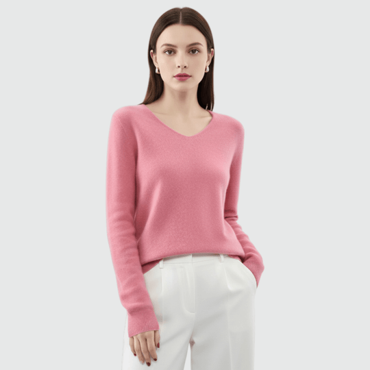 レディース Vネック メリノウール 長袖セーター