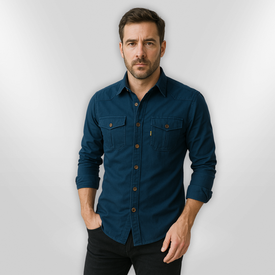 Chemise Homme Décontractée Tissu Résistant À Manches Longues 1