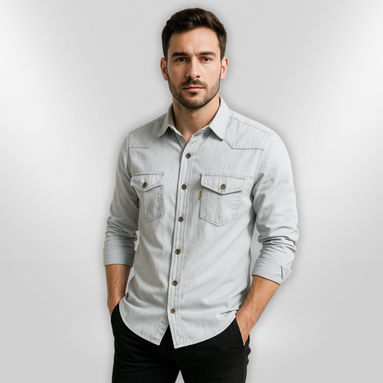 Chemise Homme Décontractée Tissu Résistant À Manches Longues 8