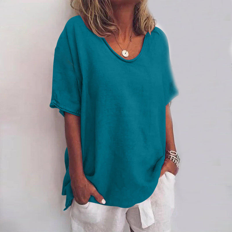 Dames Blouse V-Ausschnitt Luchtig Katoen 4