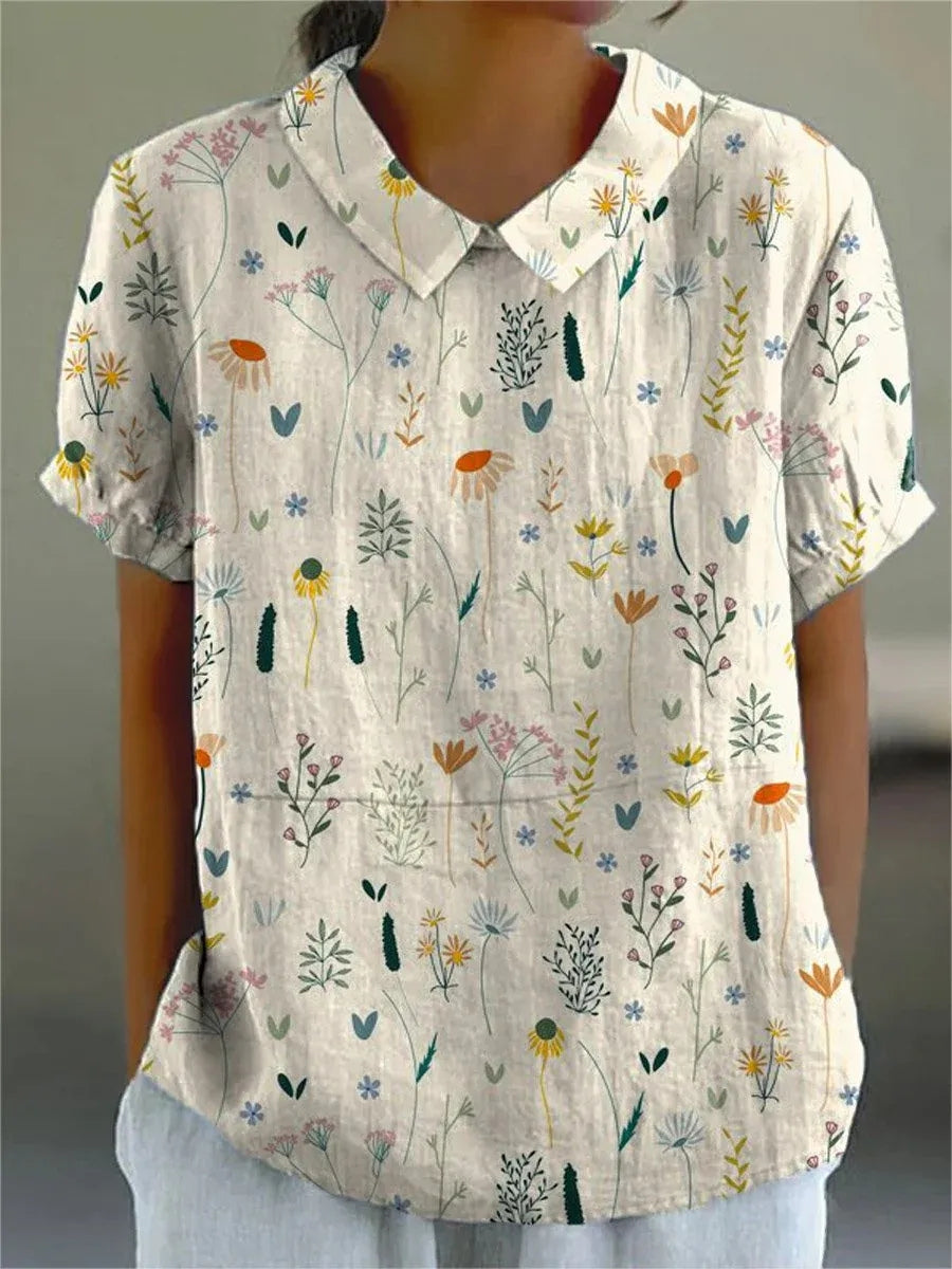 Dames Blouse met Wildbloemenprint en Zachte Stof 1