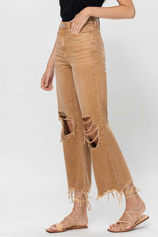 Dames Crop Flare Jeans Vintage 90's Goud 3