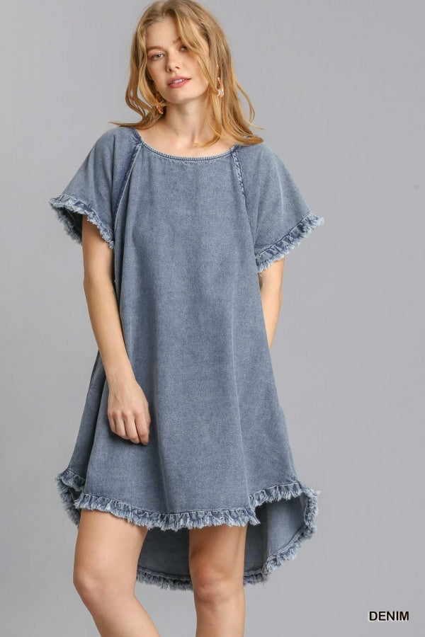 Dames Denim Jurk met Franje 0