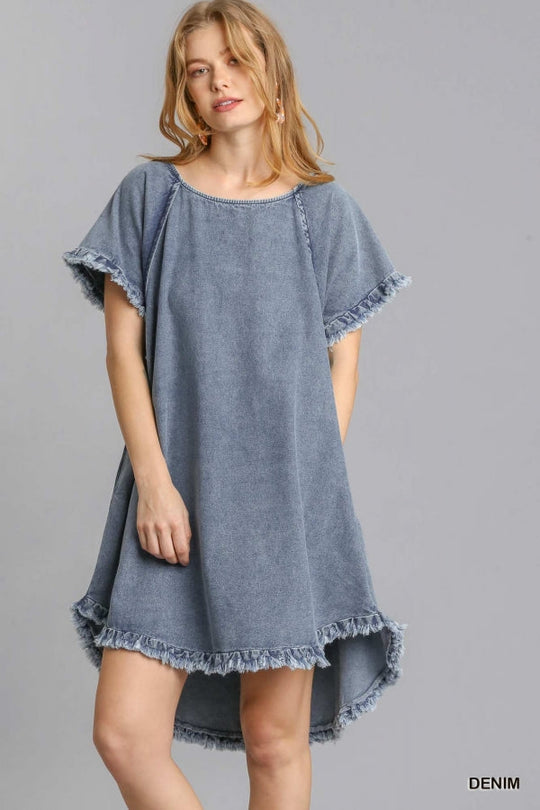 Dames Denim Jurk met Franje 0