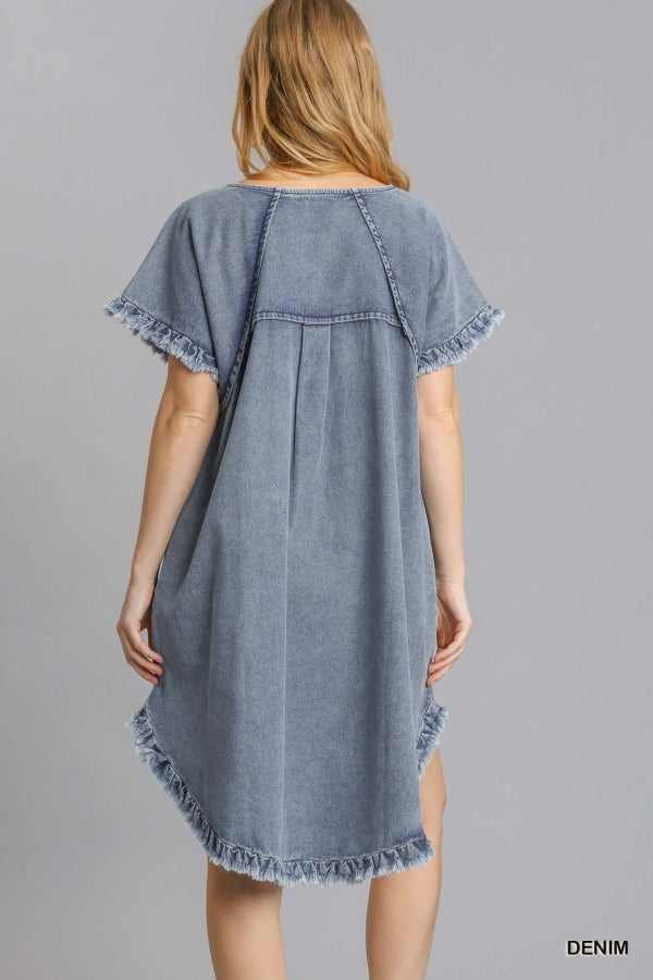 Dames Denim Jurk met Franje 2