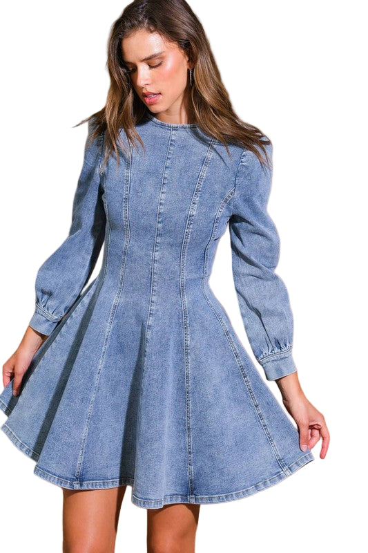 Dames Denim Skater Mini Jurk Medium 0