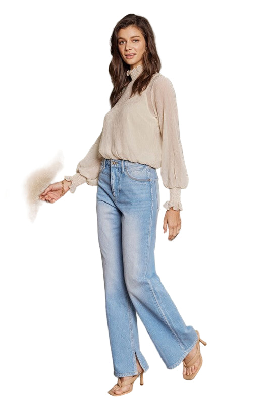 Dames Flared Jeans Hoge Taille Licht Denim Retro Stijl 0