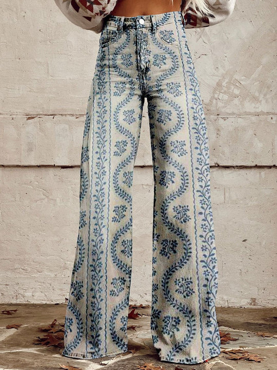 Dames Lange Denim Broek Casual Comfort 9