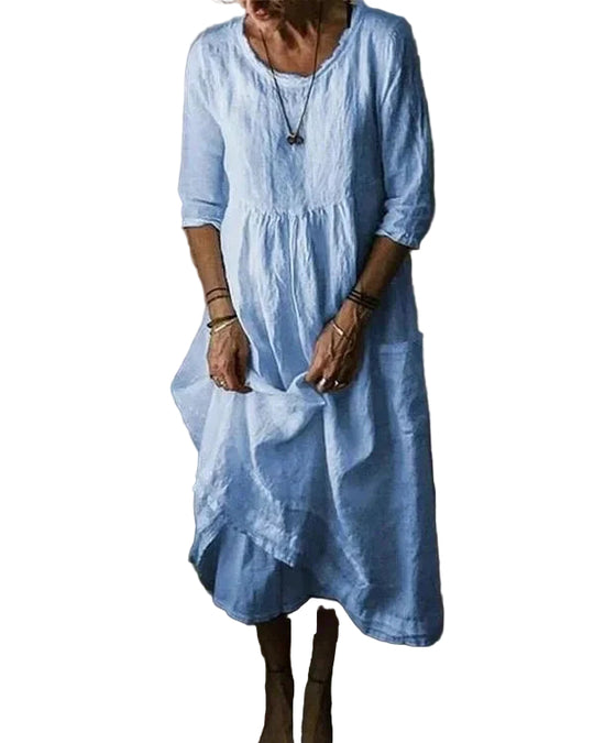 Dames Midi Dress Vintage-Inspiratie Katoen-Linnen 0