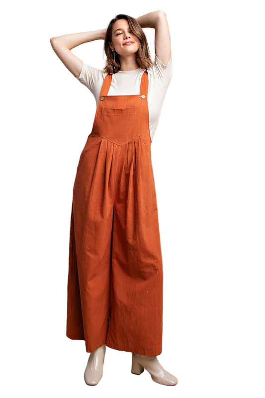 Dames Overall met Pintuck Detail en Zakken in Rust 0