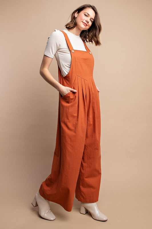 Dames Overall met Pintuck Detail en Zakken in Rust 2