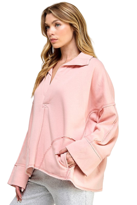 Dames Pullover V-Hals Dolman Mouwen 1