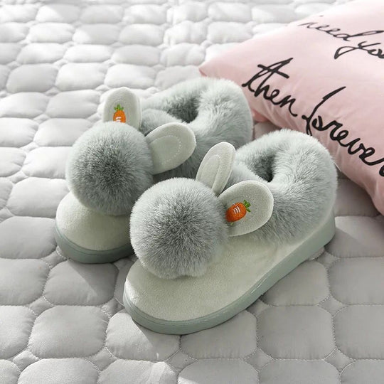 Dames Slippers Konijnenoren Antislip Zool Hoogwaardige Stof 2
