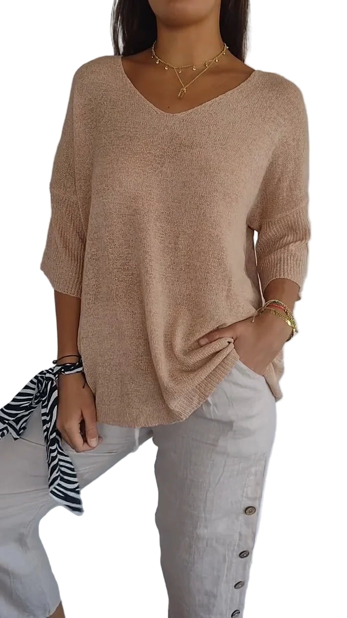 Dames Top V-Ausschnitt Casual Chic 0