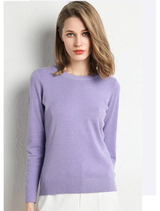 Dames Trui Merino Wol O-Hals Pullover Lange Mouwen 14