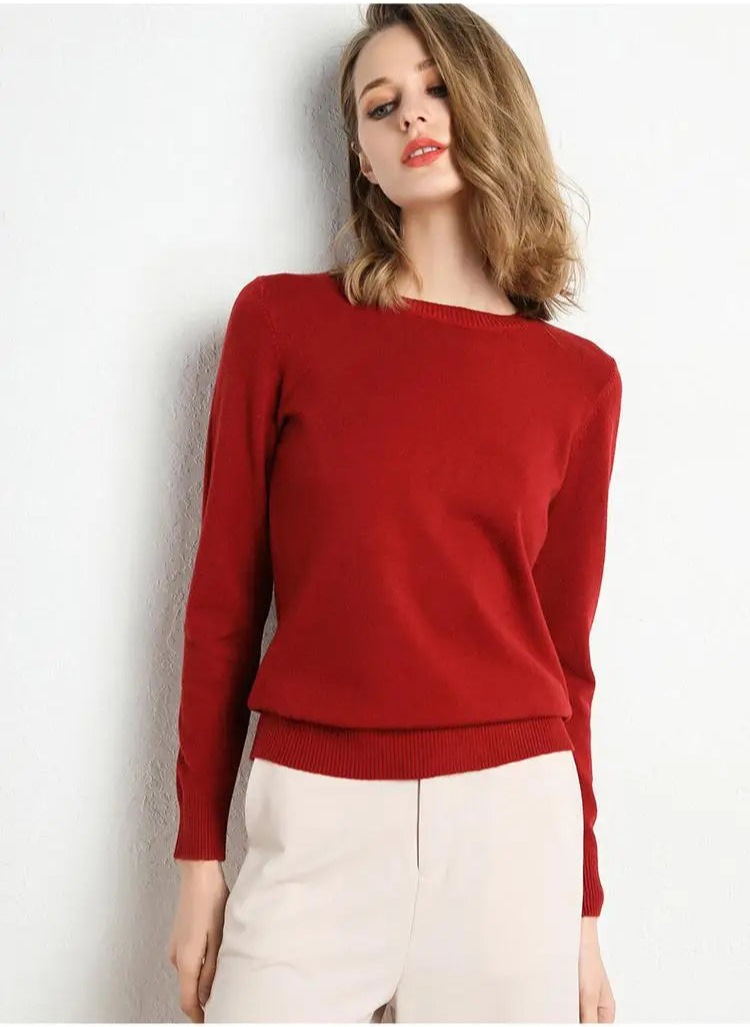 Dames Trui Merino Wol O-Hals Pullover Lange Mouwen 18