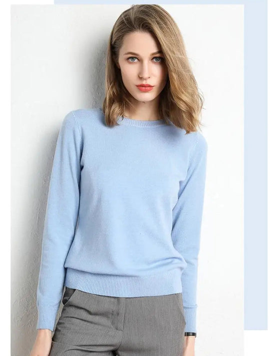 Dames Trui Merino Wol O-Hals Pullover Lange Mouwen 23