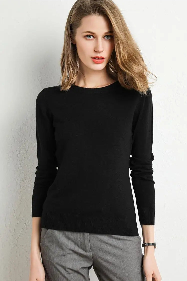 Dames Trui Merino Wol O-Hals Pullover Lange Mouwen 25