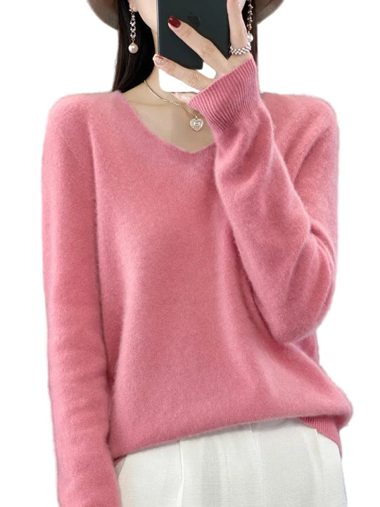 Dames Trui V-Hals Merino Wol Lange Mouwen 7