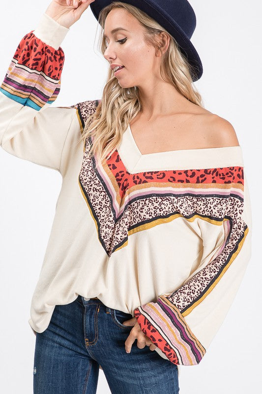 Dames V-Hals Blouse Met Bisschopsmouwen 0