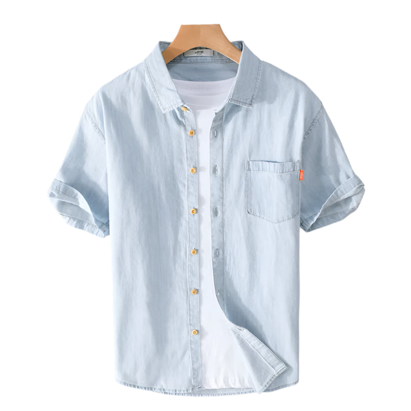 Heren Overhemd Denim Casual Stijl Ademend Materiaal 1