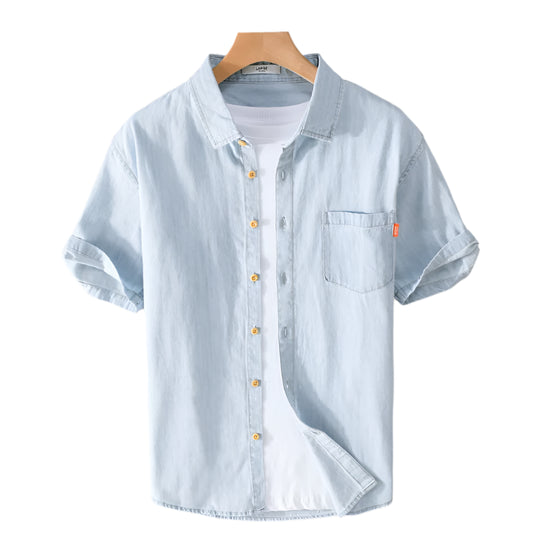 Heren Overhemd Denim Casual Stijl Ademend Materiaal 1