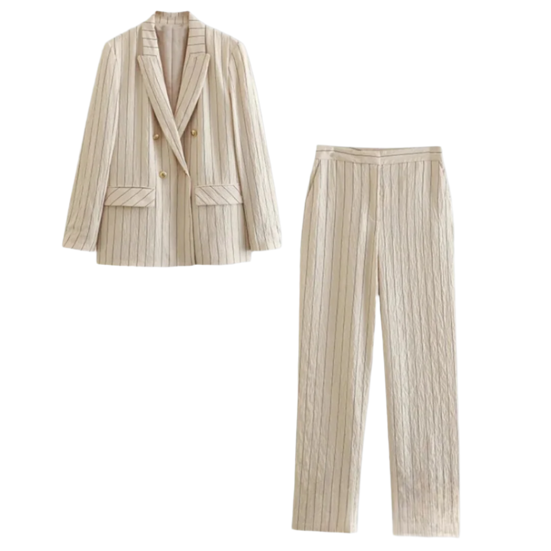 Ensemble Femme Blazer et Pantalon à Rayures 0