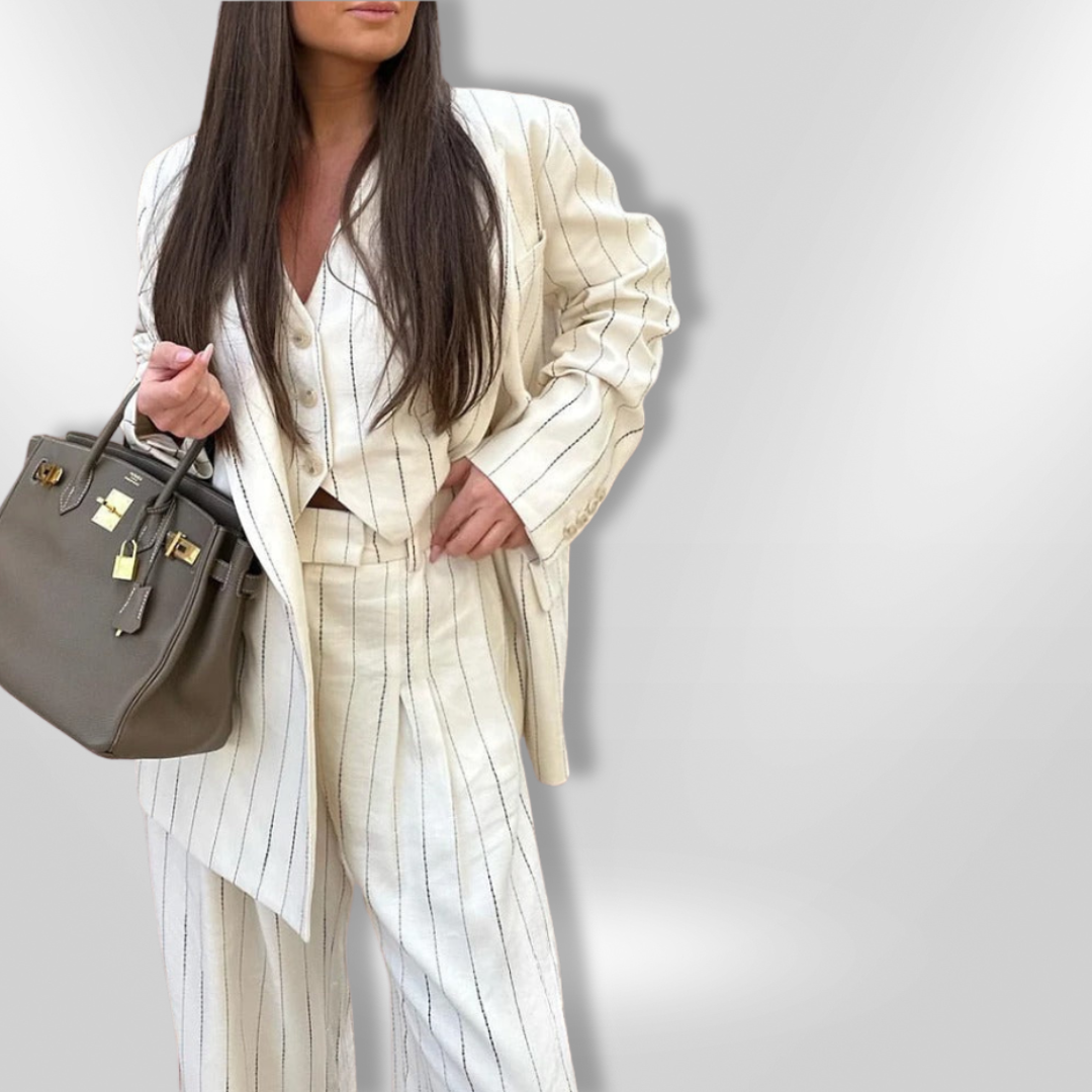 Ensemble Femme Blazer et Pantalon à Rayures 2
