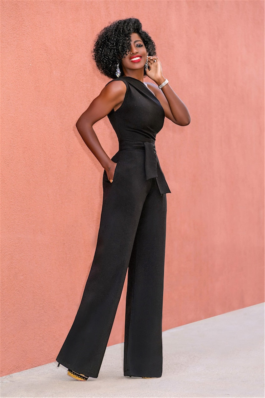 Dam Jumpsuit En-Axel Design Bredben Polyester och Bomull-4