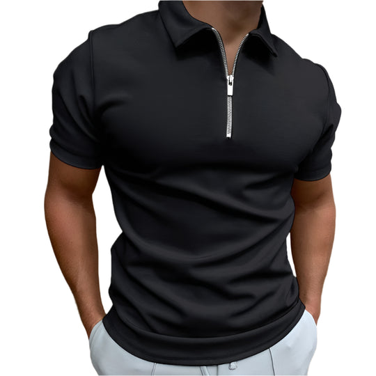 Heren Poloshirt Korte Mouwen Met Rits 100% Katoen 1