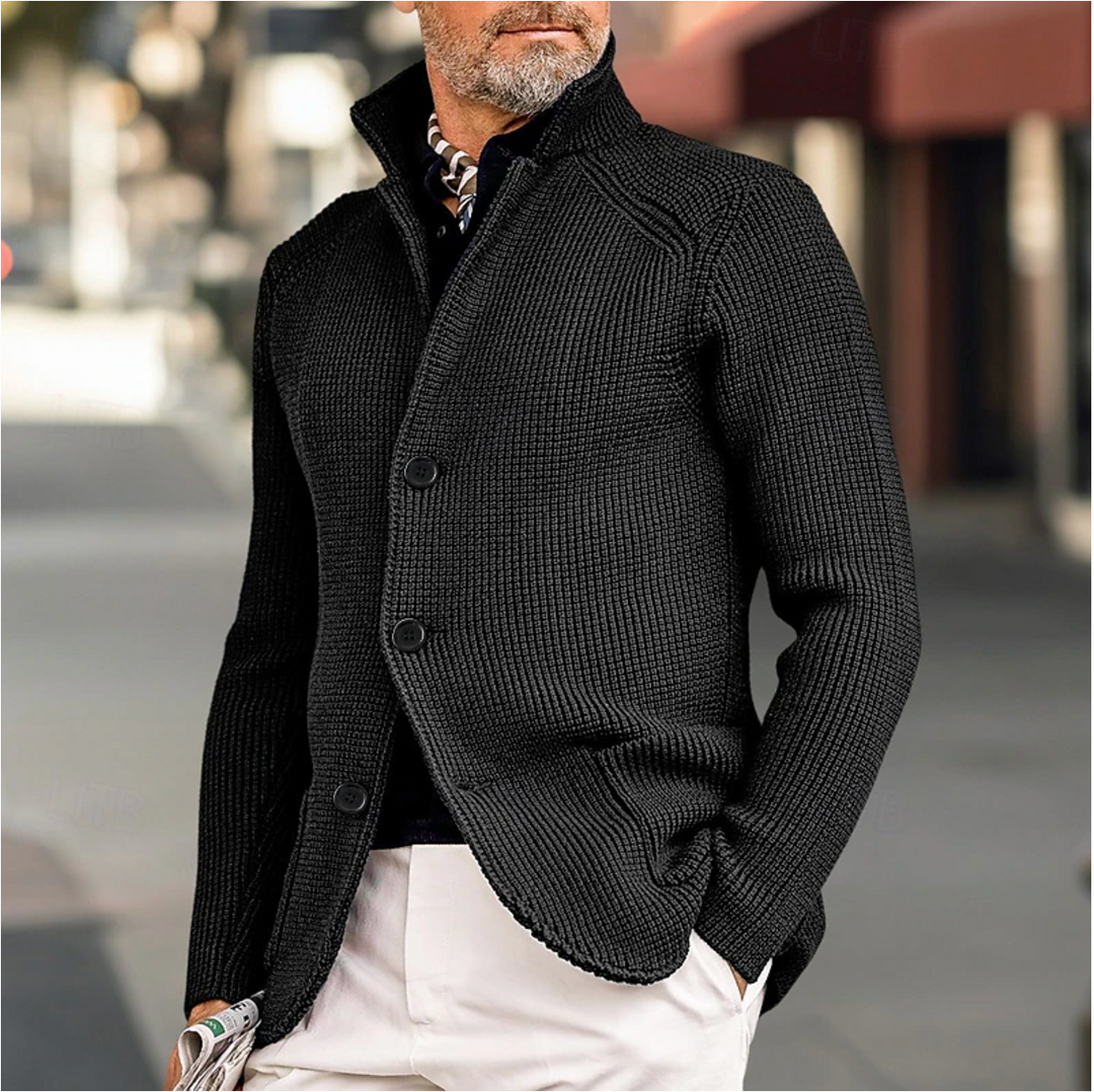 Heren Cardigan Gebreid Met Hoge Kraag - Casual En Semi-Formeel Stijl 3
