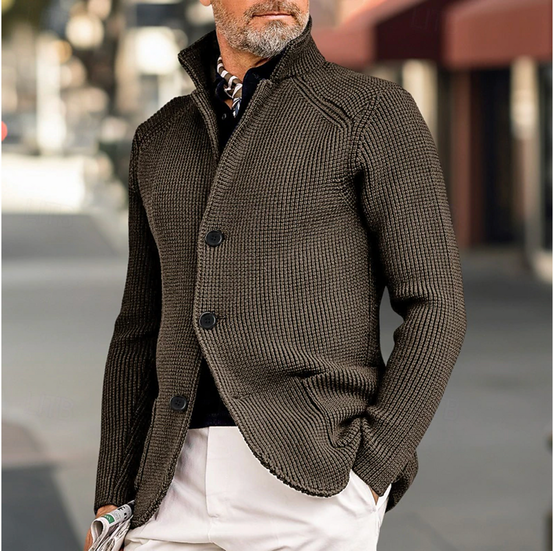 Heren Cardigan Gebreid Met Hoge Kraag - Casual En Semi-Formeel Stijl 4