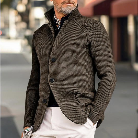 Heren Cardigan Gebreid Met Hoge Kraag - Casual En Semi-Formeel Stijl 4