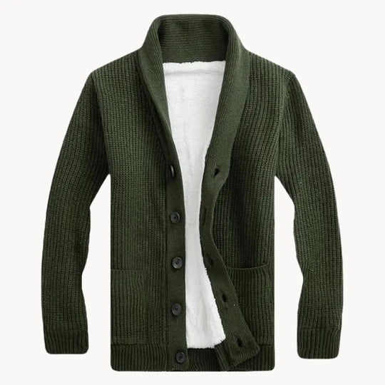 Heren Cardigan met Sjalkraag en Ribbelstructuur voor Comfortabele Stijl 0