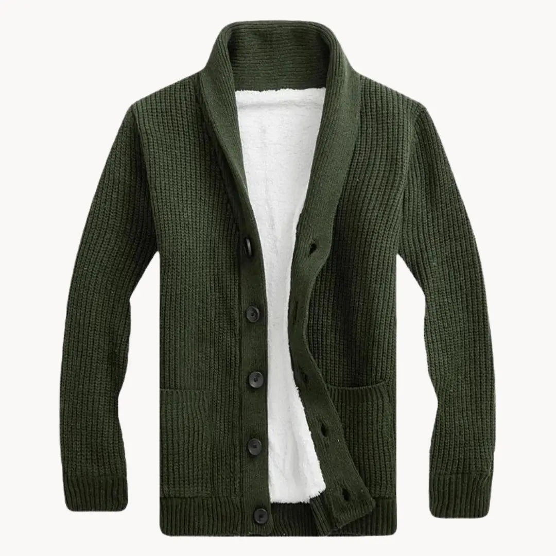 Heren Cardigan met Sjalkraag en Ribbelstructuur voor Comfortabele Stijl 1