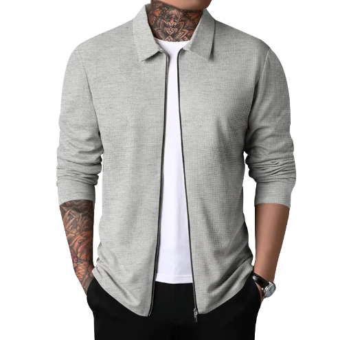 Heren Casual Cardigan met Kraag en Rits 4