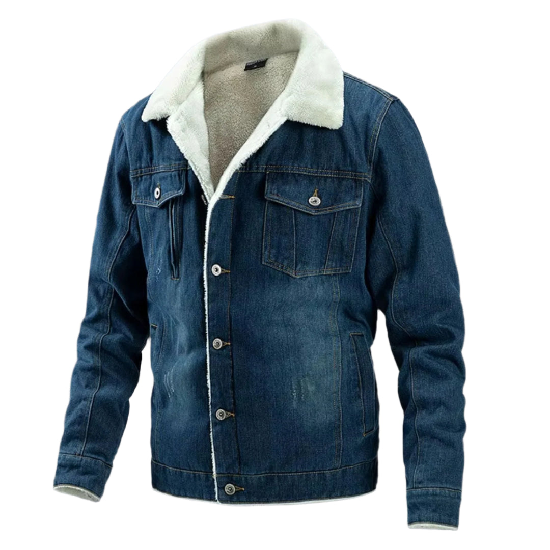 Heren Denim Jas met Fleece Voering voor Buitenactiviteiten 0