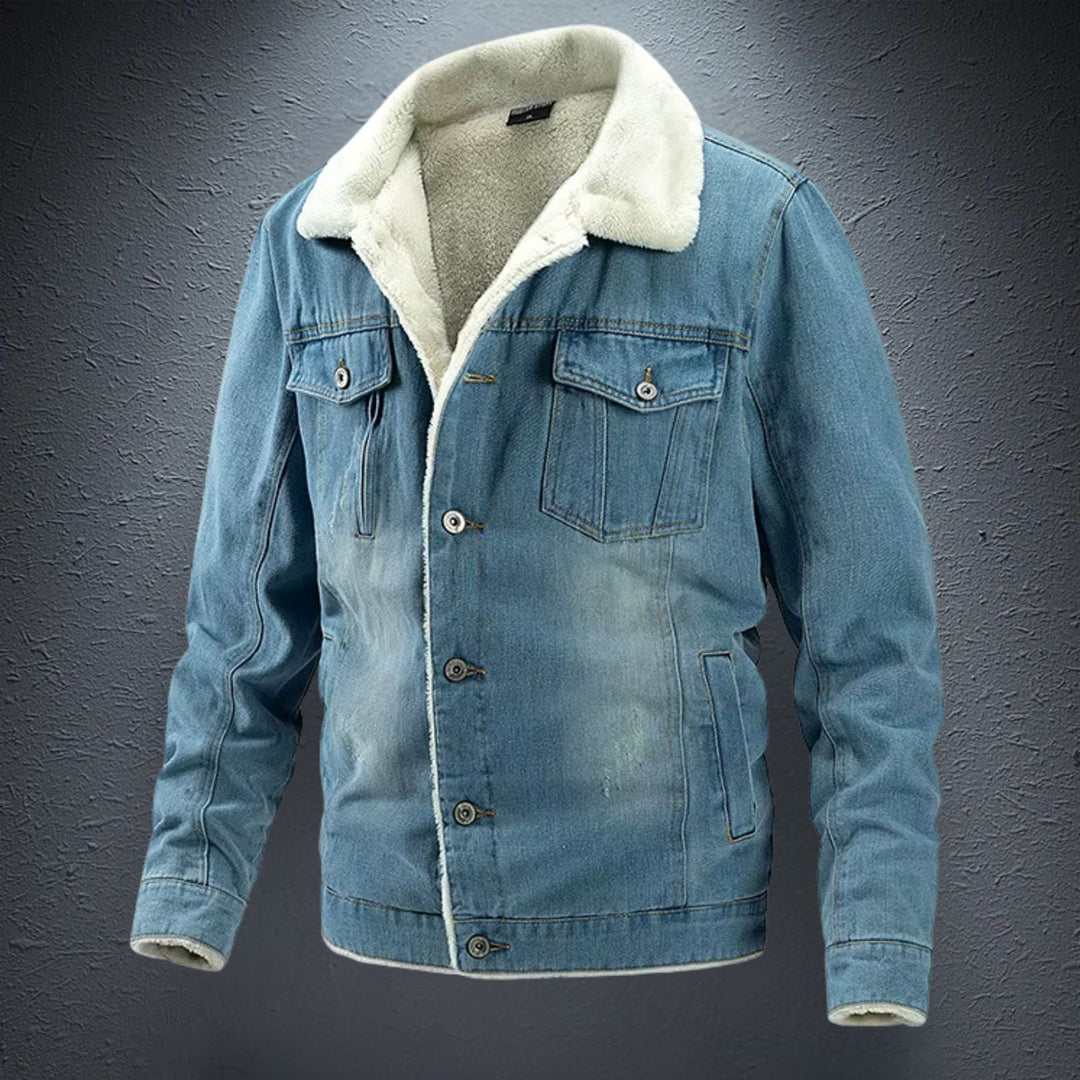 Heren Denim Jas met Fleece Voering voor Buitenactiviteiten 1