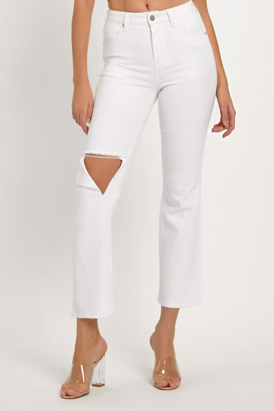Heren Denim Jeans Distressed Wit 1