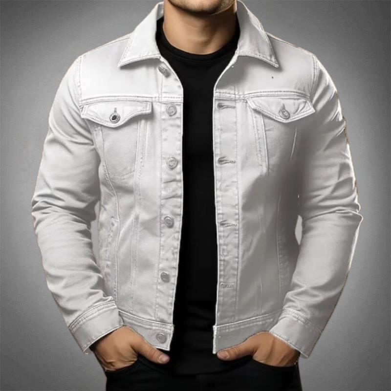Heren Denimjacke Moderne Pasvorm Casual Style 0
