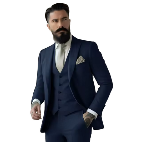 Heren Drie-Delige Pak Slim Fit Wolmix voor Bruiloften en Formele Evenementen 2
