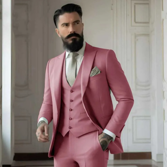 Heren Drie-Delige Pak Slim Fit Wolmix voor Bruiloften en Formele Evenementen 4