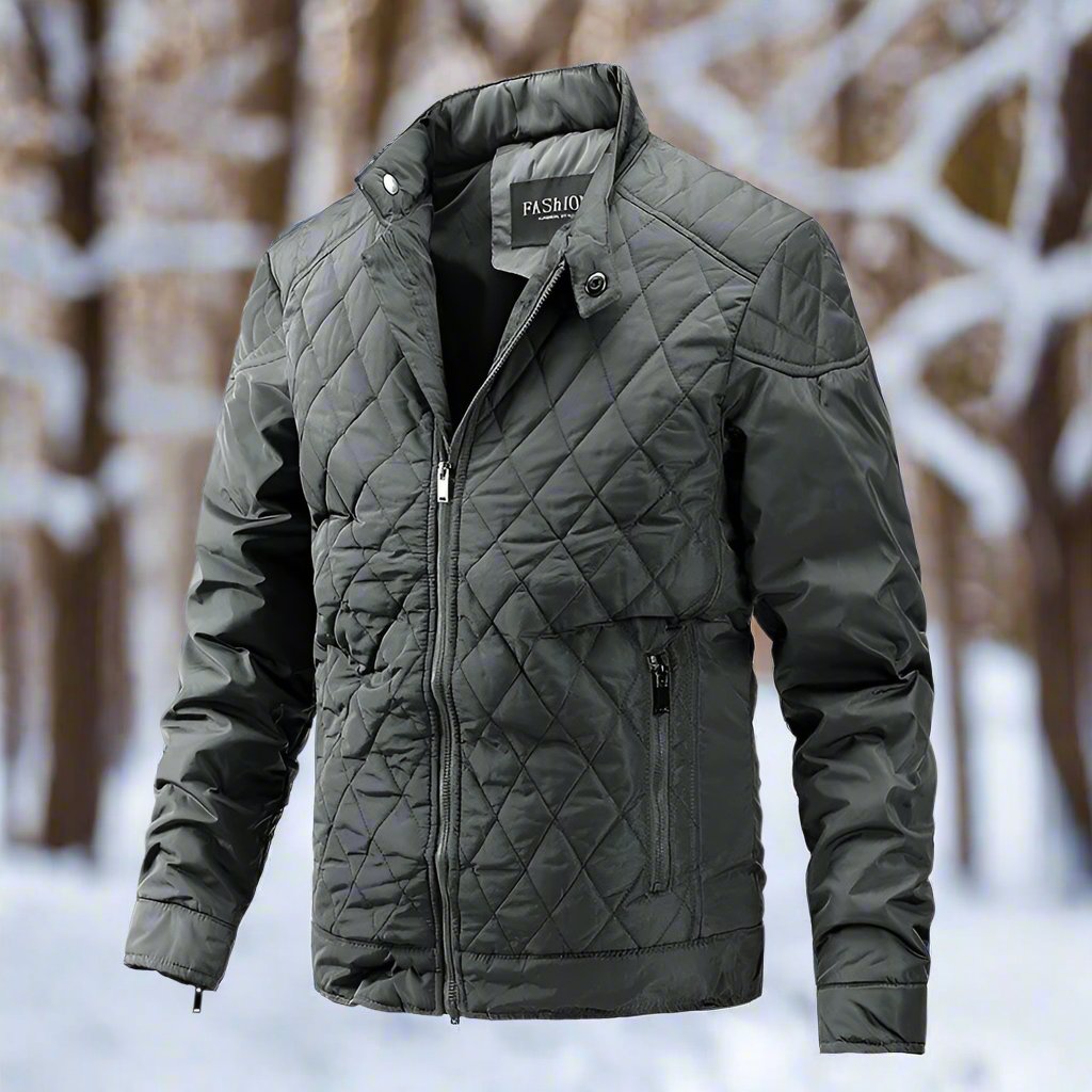 Heren Gequilt Jacket Slim Fit Hoge Kraag Rits Sluiting 2