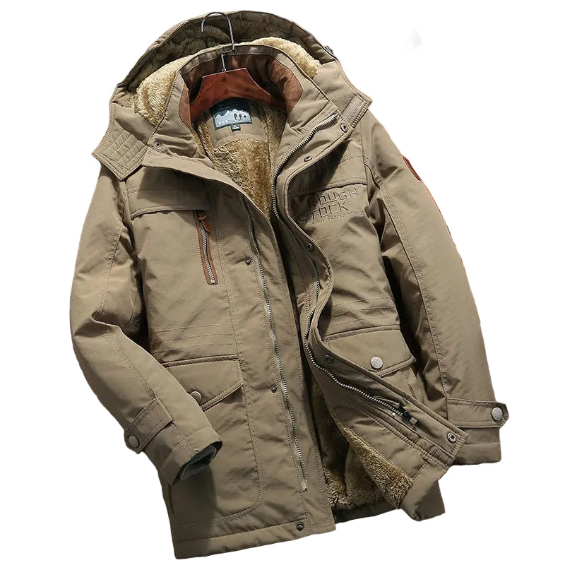 メンズ フード付きキルティングジャケット（ゆったりフィット）